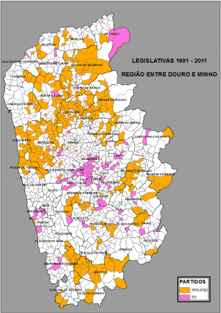 ENTRE DOURO E MINHO: FREGUESIAS QUE MANTIVERAM A MESMA TENDÊNCIA ENTRE 1991 E 2011
